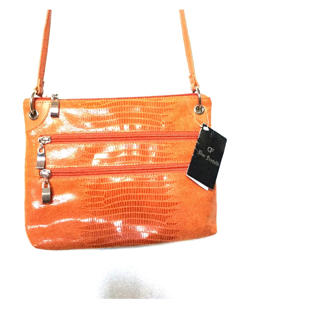 Tangerine crocodile cross-body by Due Fratelli